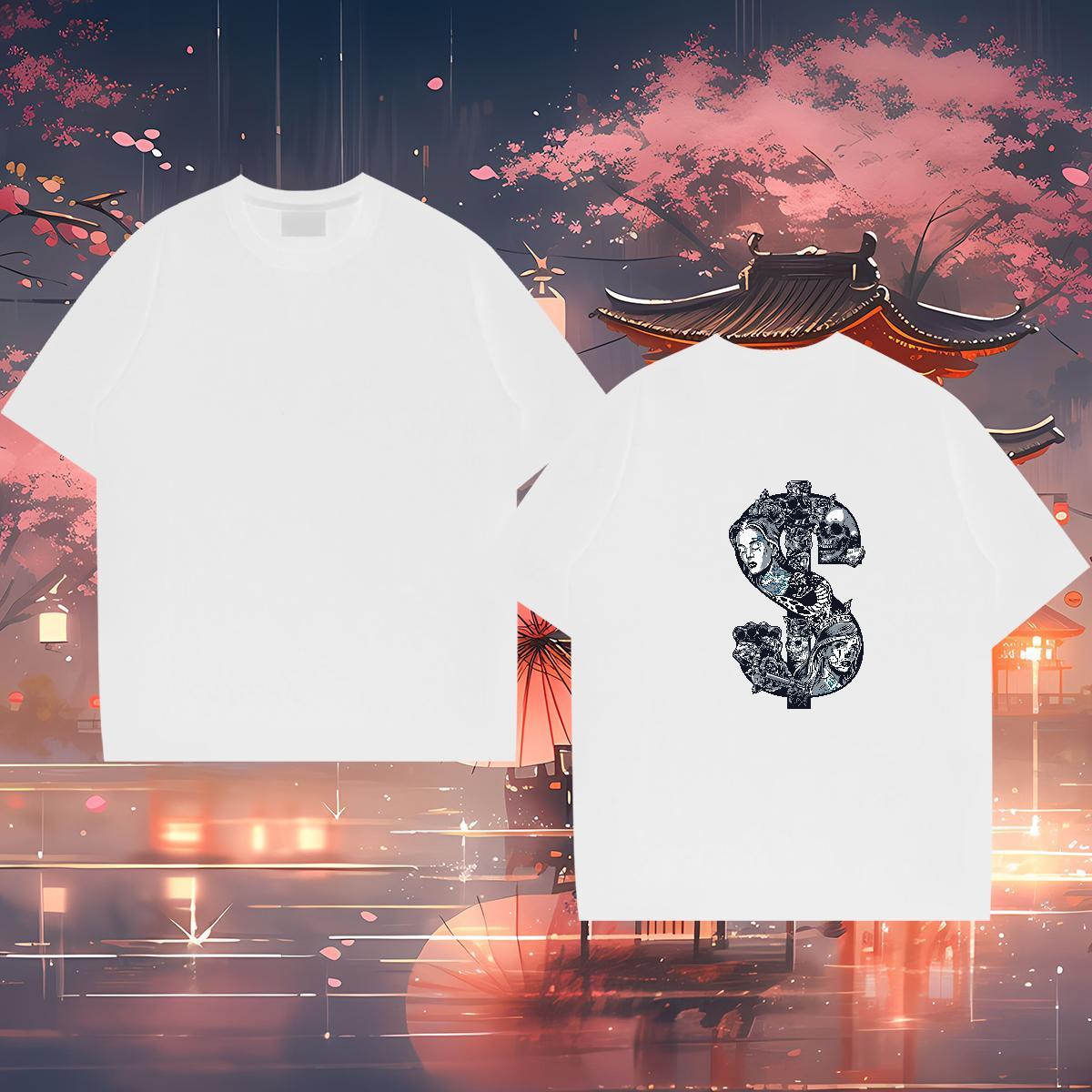 Custom Man T Shirts skull Tshirts 230g Cotton Sports Casual High Quality White Plus Size Breathable Short Sleeve Men Tshirts
