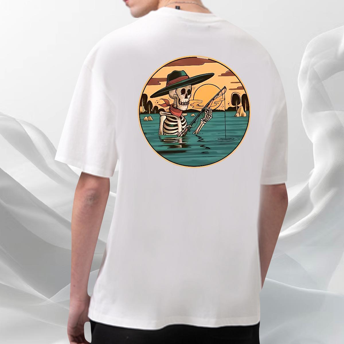 Custom T Shirt For Man fishing Tees 230g Pure Cotton Street wear Hip Hop TOP Quality Custom Cartoon Breathable Crew Neck Tshirts
