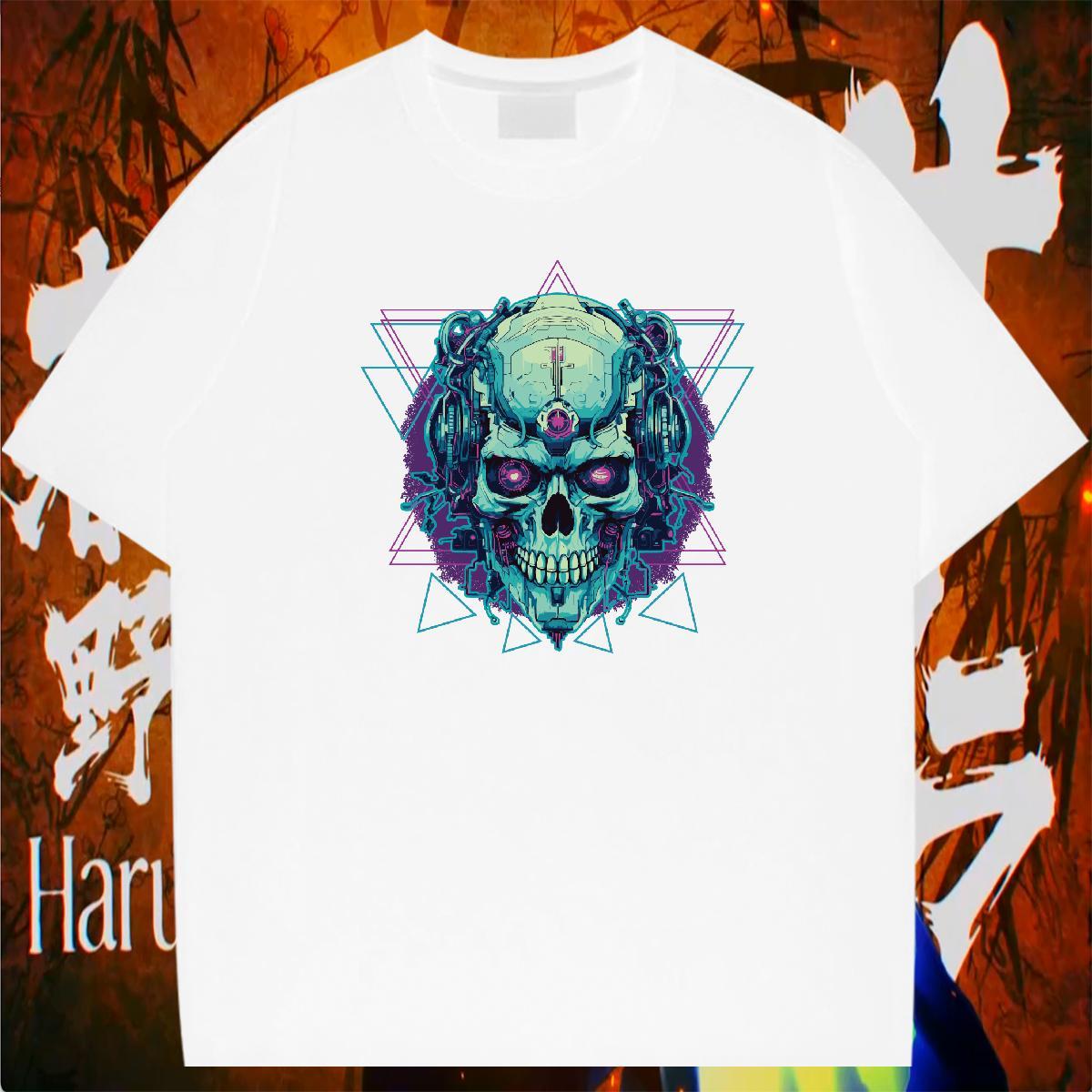 2024 Summer Man T Shirts skull Tshirts 230g Pure Cotton Sport Loose Plus Size Custom Breathable Soft Mens Tshirts