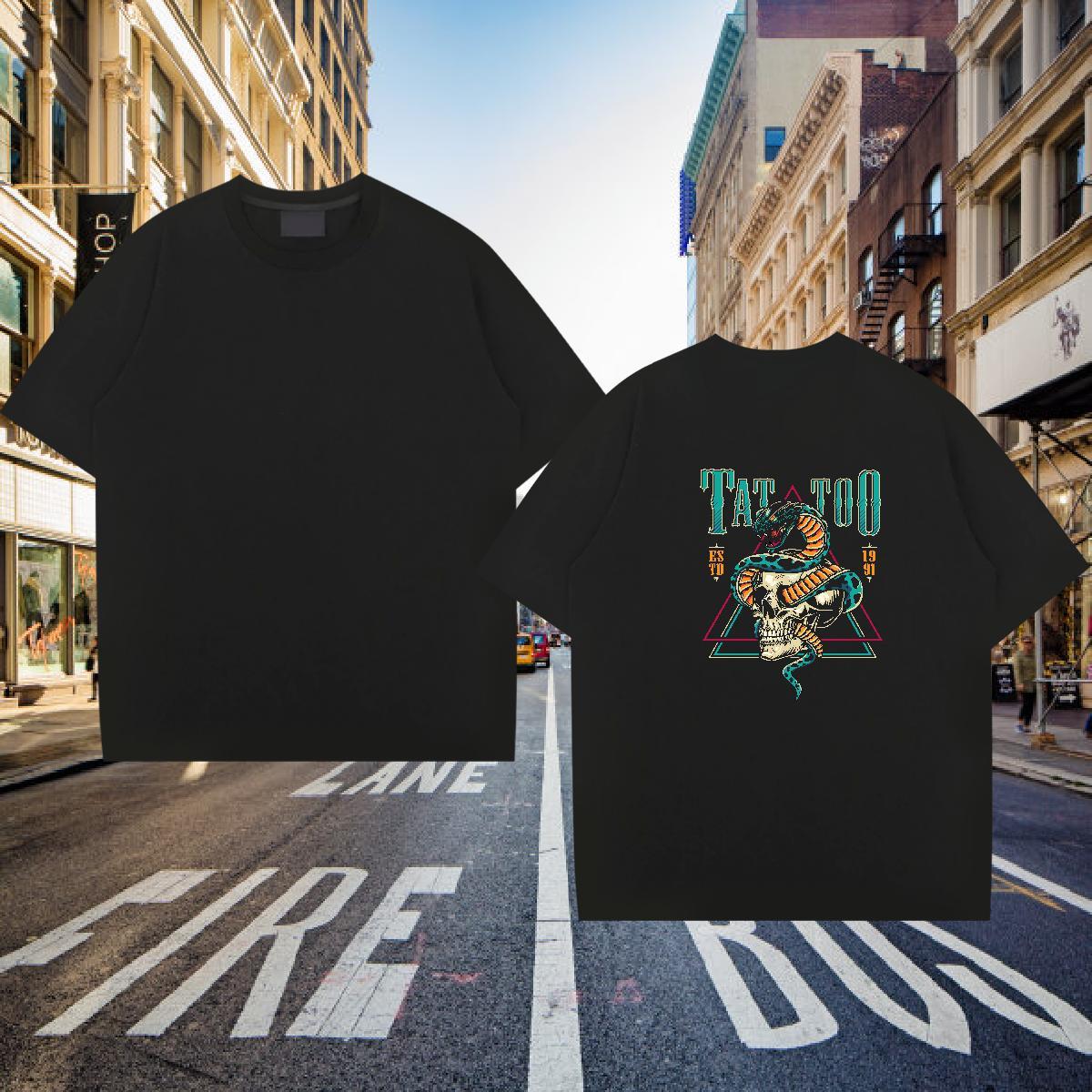 Classic Casual Men T Shirts skull Tee Shirt 100% Cotton 230g Daily Wear Popular Custom Printed Crew Neck Men Clothes T-Shirt