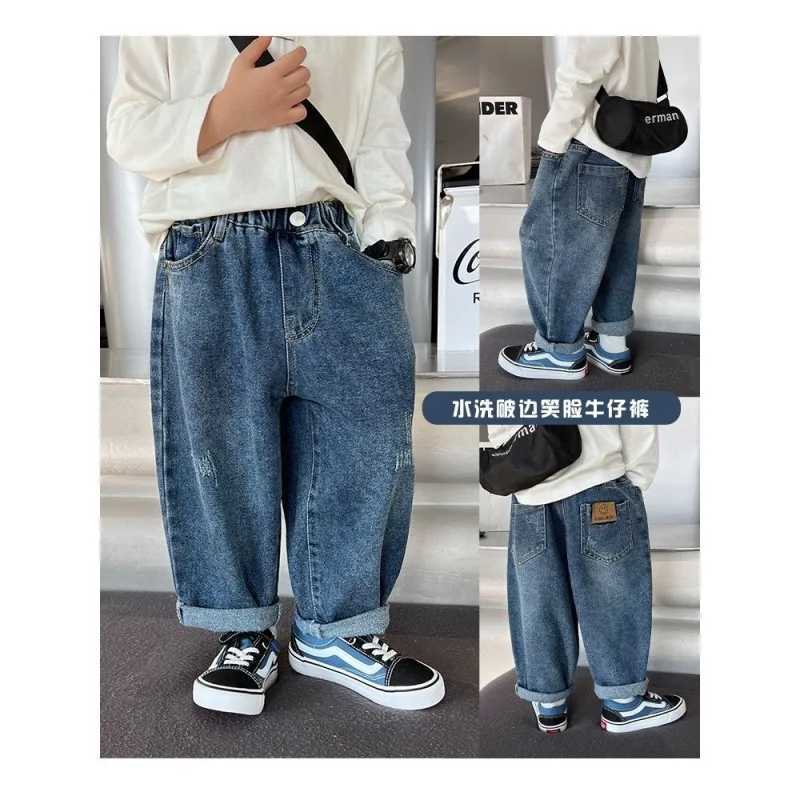 Jeans Boys Jean Pants Long Trousers Cotton 2024 Fashion Spring Autumn Babys Kids Pants Teenagers Outwear Childrens Clothing