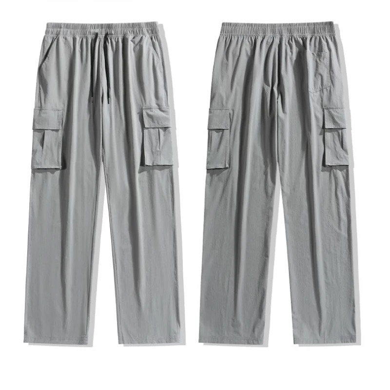 Harbor wind pure color casual loosefitting overalls for men with straightline Japanese wash pants 240806