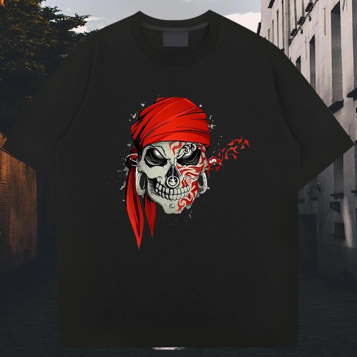 Fashion Casual T Shirts Men skull Tees Shirts 100% Cotton 230g Outdoor Classic Oversized 4XL Breathable Short Sleeve Tshirt for Man Woman