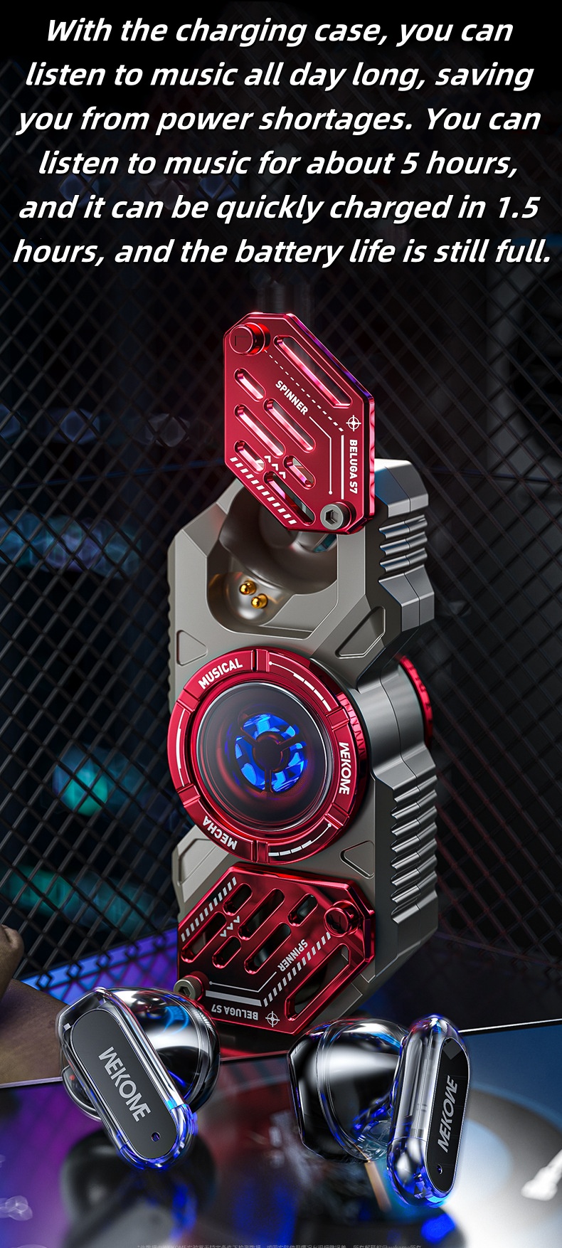 True Wireless Bluetooth Headset 5.3 Noise Reduction E-Sports Gaming Fingertip Gyro Sports Headset Extra Long Battery Life Beluga S7