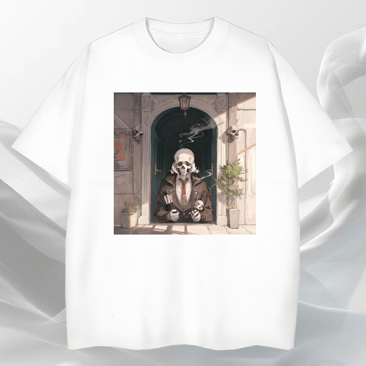 Designer Fashion T-Shirts skull Top Tees 230g 100% Cotton Outdoor Soft Black Oversized O Neck Short Sleeves Couples T Shirts