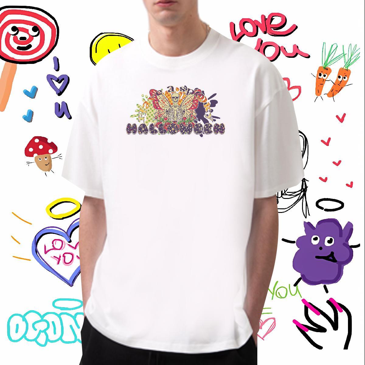 New Designer T Shirt For Man skull Top Tees 230g 100% Cotton Summer Casual Classic Asian Size O-Neck Short Sleeve Men Tops Tees