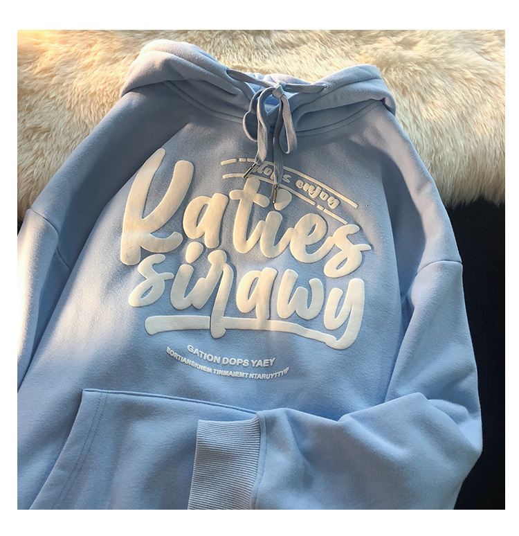 2024 Velvet Loose Trendy Versatile Brand Hoodie Men's and Women's Same Clothes
