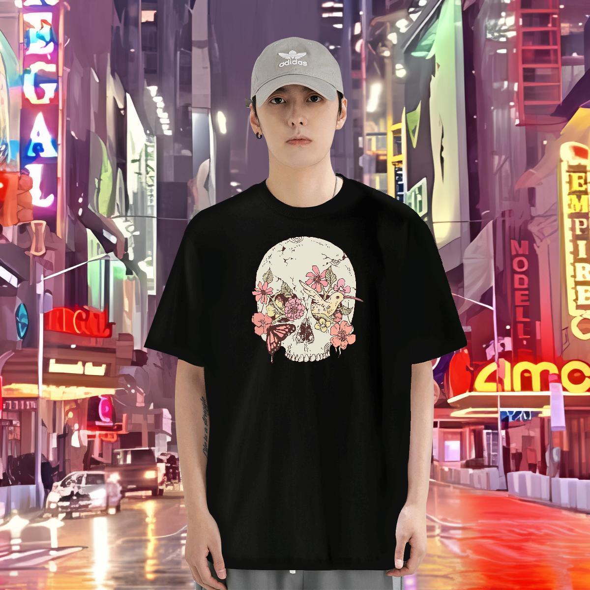 2024 New T-Shirts skull Polos 230g Cotton Sports Casual Wholesale Custom Big Size Breathable Soft Mens Tshirts
