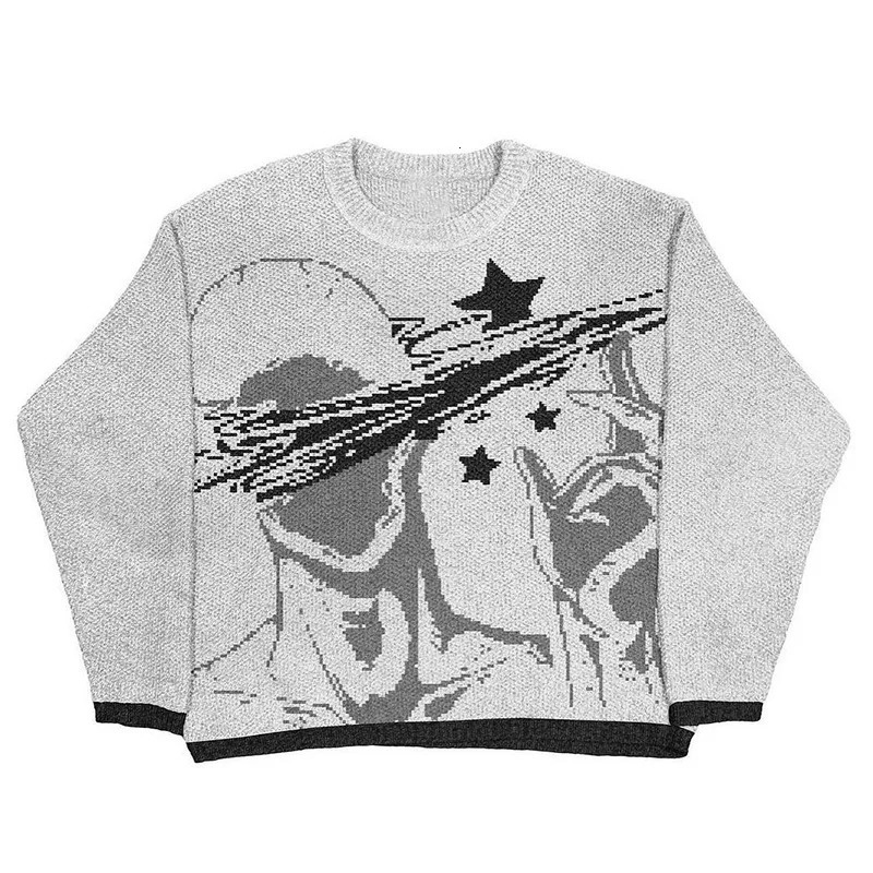 Autumn and Winter Knitwear Sweaters Harajuku Fashion Clothing Knit top Pullover Loose O-neck Gothic Harajuku Street Knit Sweater 240807