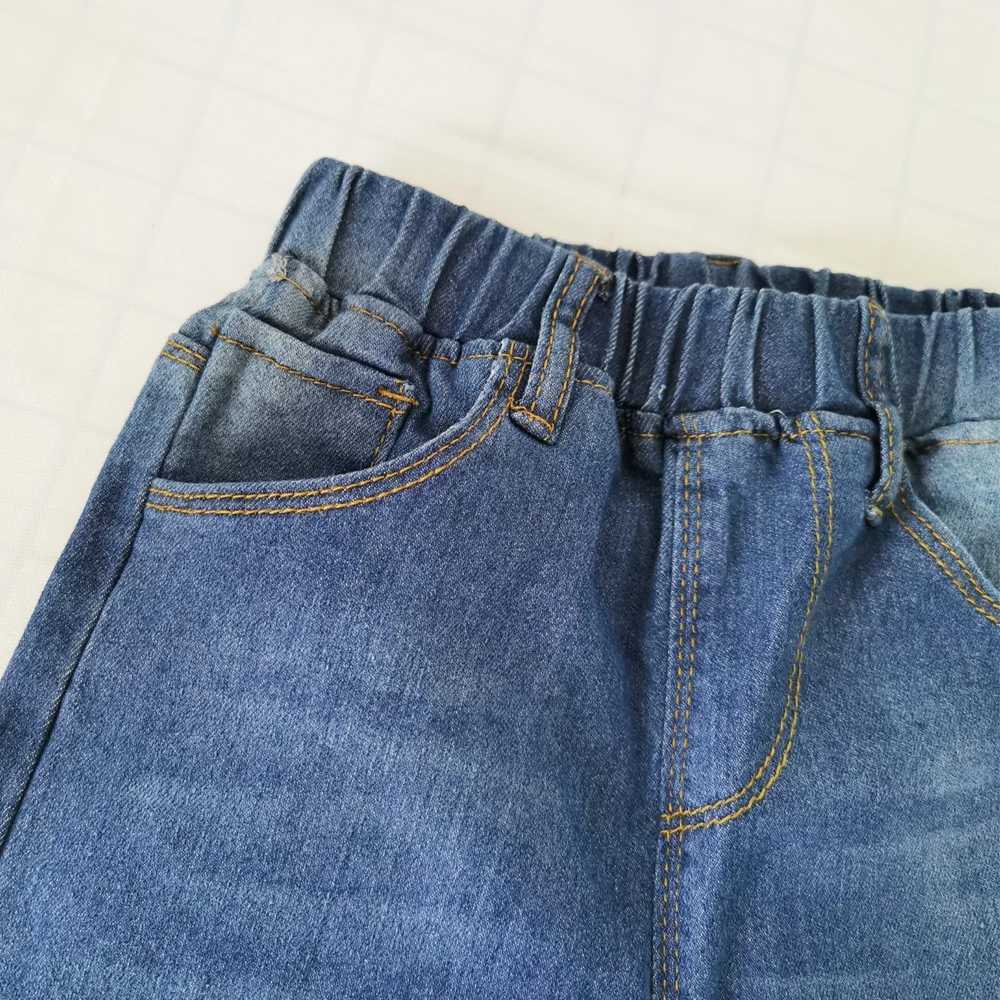 Jeans Kids Slim Jeans Teens Boy Casual Trousers Child Elastic Waist Pants 4-11 Years Fashion Solid Color Straight Denim Pants