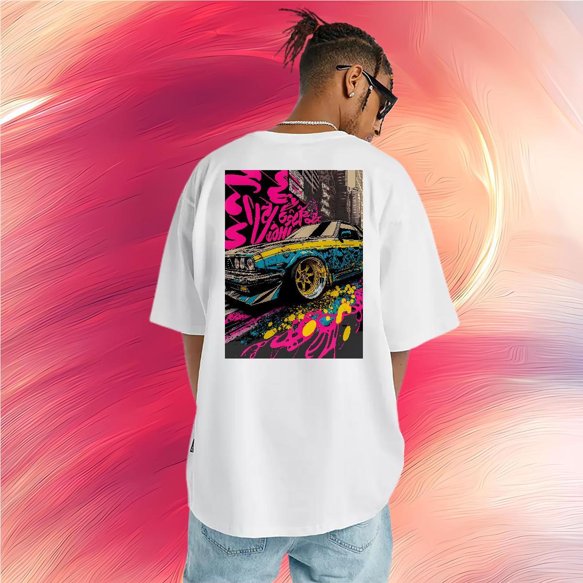 Fashion T Shirts Men car Tees 230g Cotton Home Outdoor Cool Black White Pure Cotton Mens Tshirts