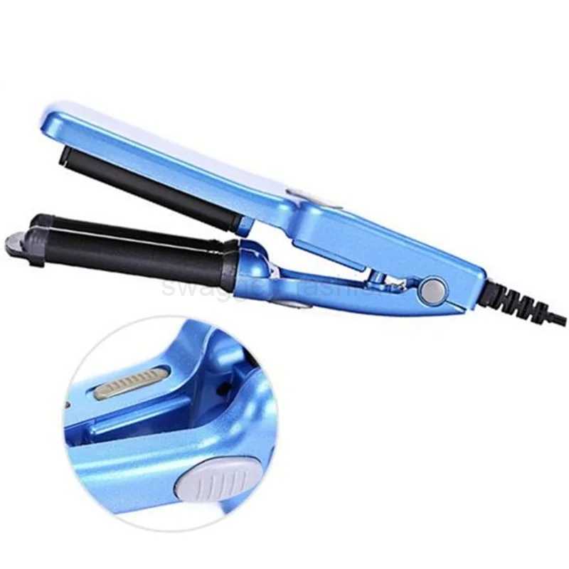 Blue Hair Curler Mini 3 Barrel Curling Iron Flat Ceramic Hair Tools Professional Crimper Tongs Curling Wand Salon Styling ToolsXJ240807
