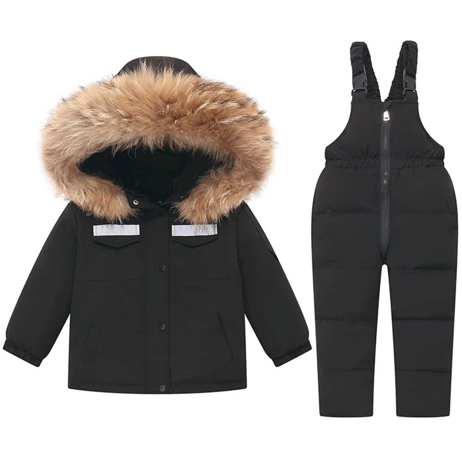 Snowwear Children Clothing 2 pcs Sets Baby Winter Warm Down Jackets Boys Thicken hooded Coat Jumpsuit Girl Clothes Kids Snowsuit Y240803