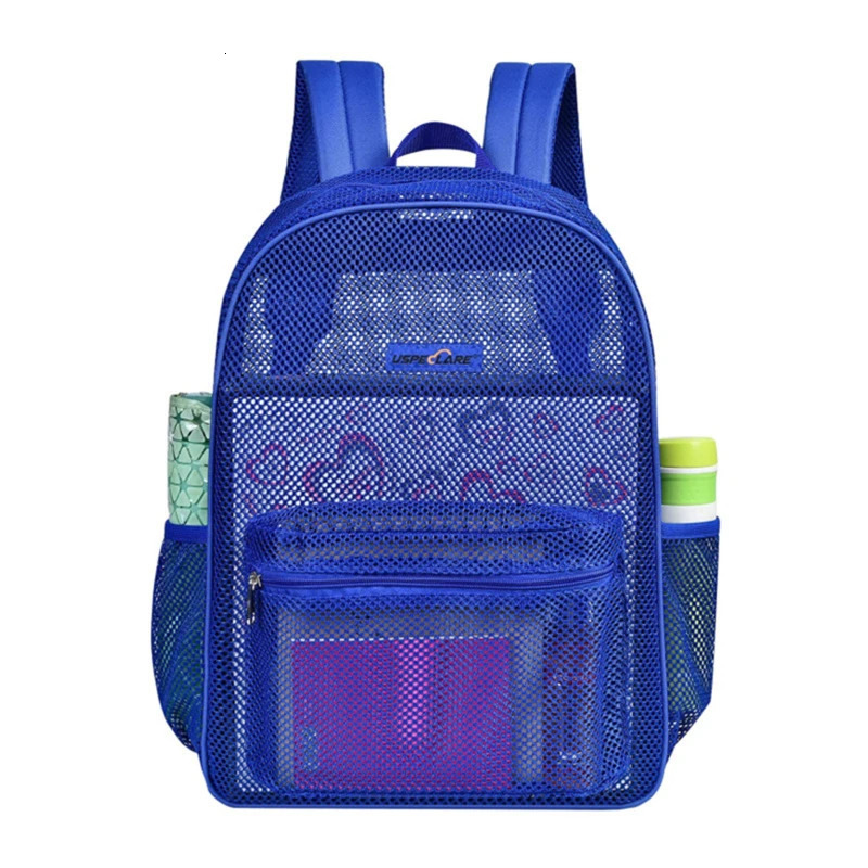 womens transparent mesh backpack suitable for boys and girls lightweight travel black student bag 240807