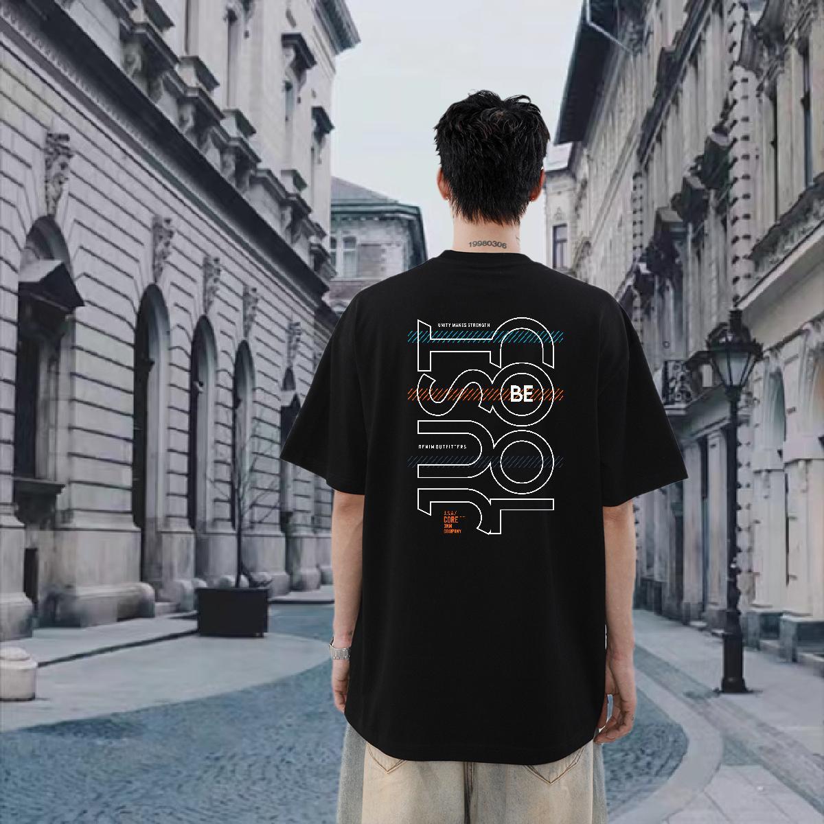 Fashion Design T Shirts Men letter Clothes 100% Cotton 230g Casual Beach Brand Plus Size Cartoon Breathable Short Sleeve Men Tshirts
