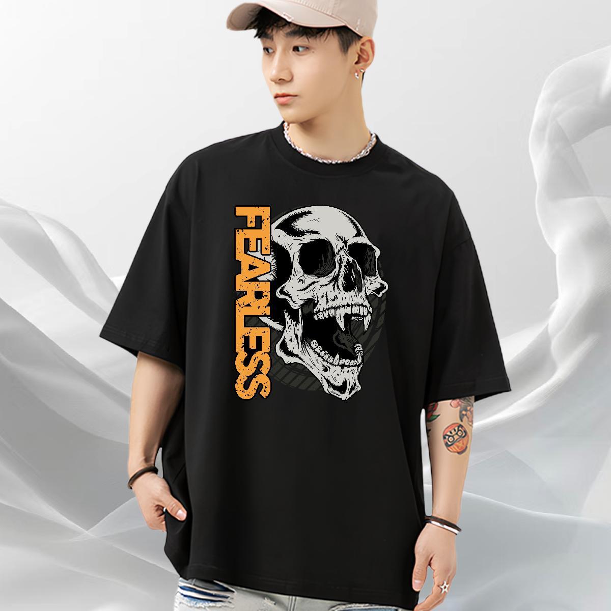 Designer Man T Shirts skull Tops Tees 230g Pure Cotton Hip Hop Loose Fit Cartoon Print Breathable Short Sleeve Couples T Shirts