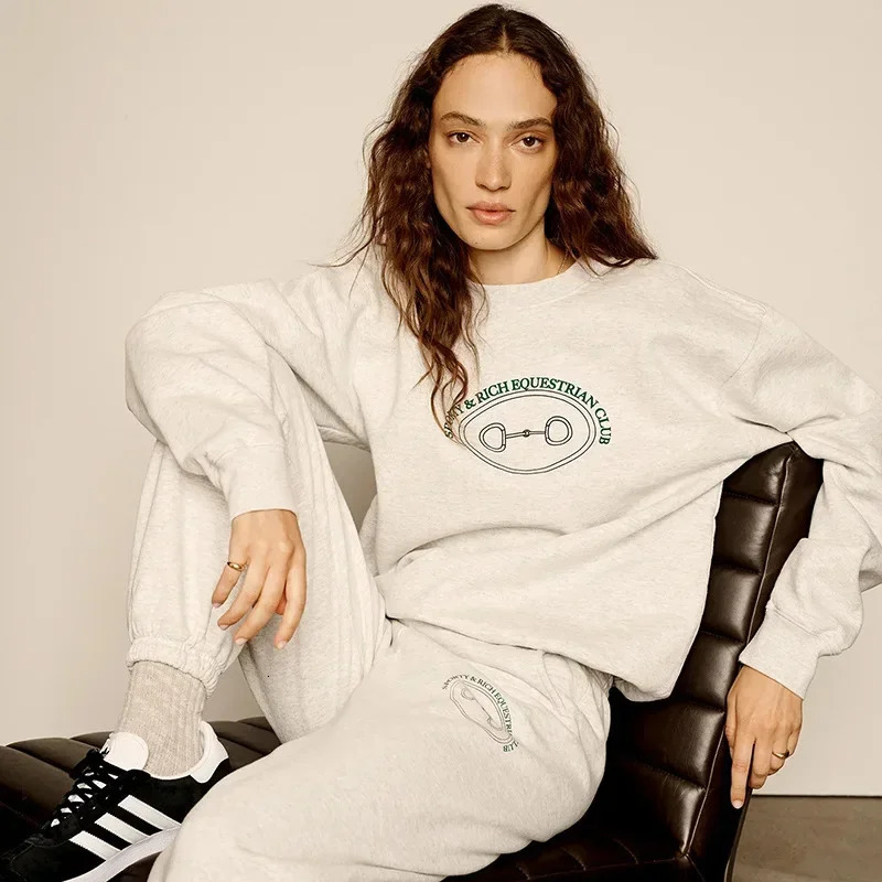 Winter North American Niche Sporty Rich Letter Lock Print Fleece Sweatshirt Womens Hoodie 240806