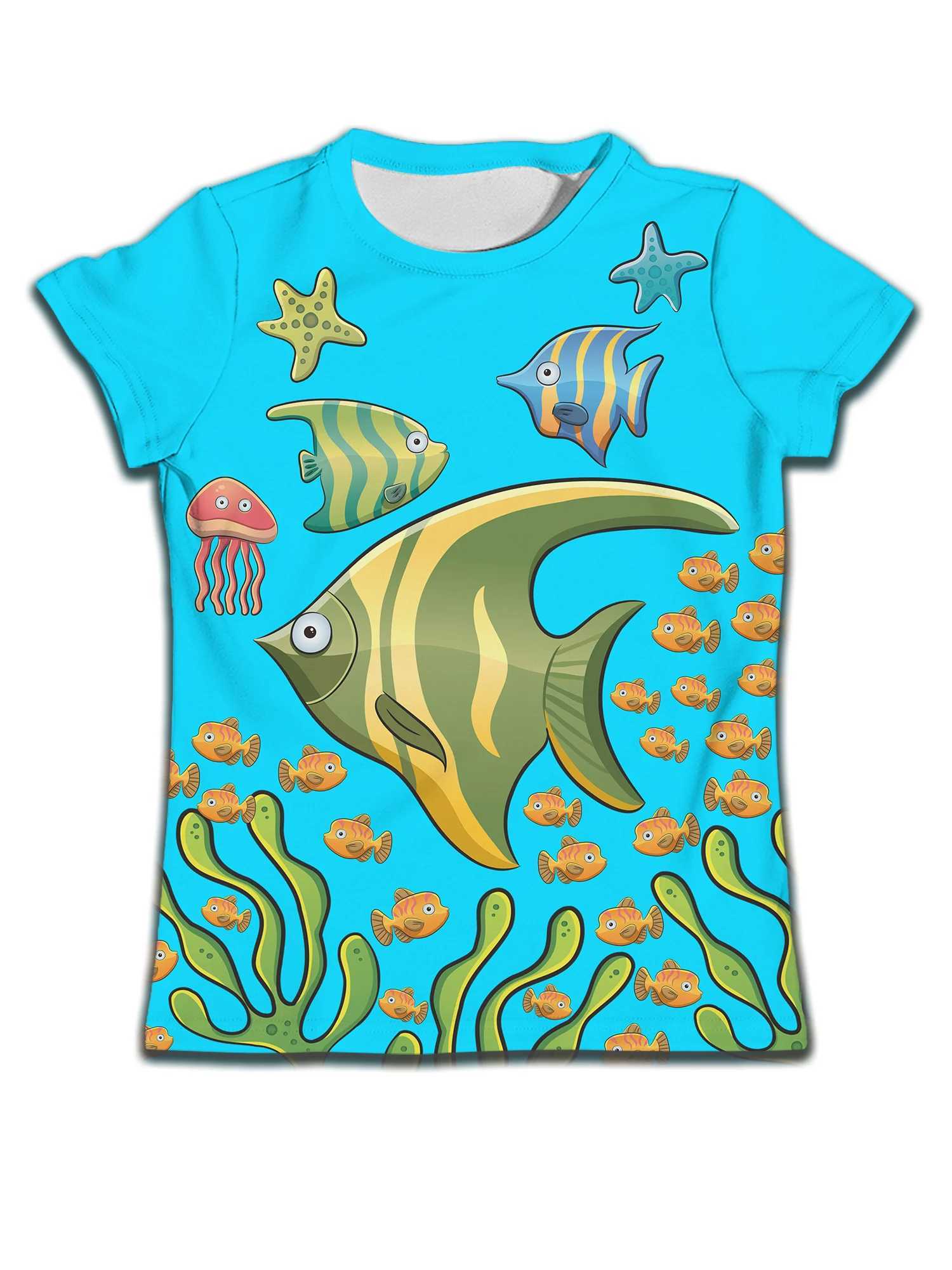 Clothing childrens girls T-shirts childrens printed short sleeved T-shirts cartoons childrens clothing boys clothing boys topsW240718