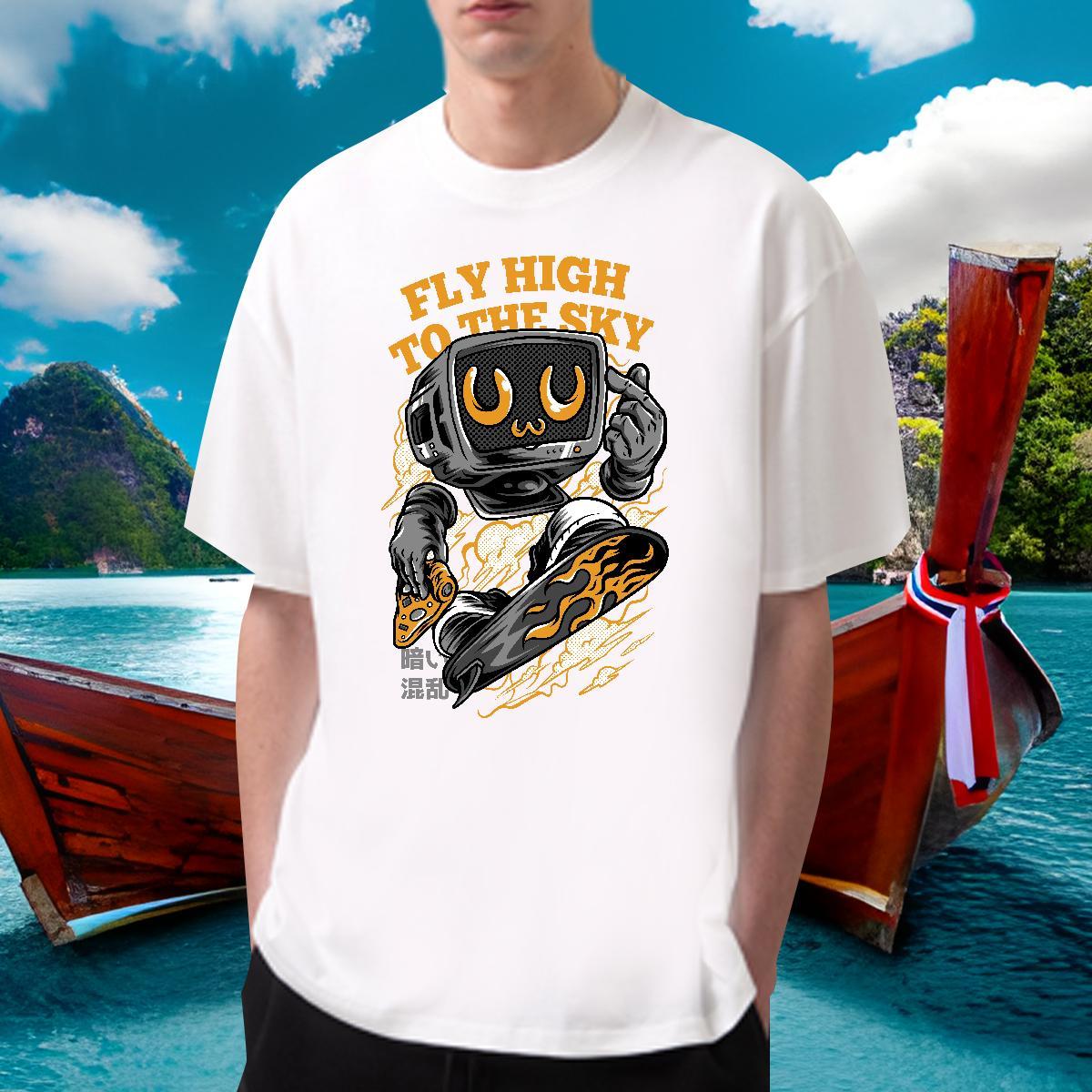 Brand Mens T Shirts ET Tops Tees 230g Cotton Sports Casual Cool Design White Plus Size Pure Cotton Tshirts