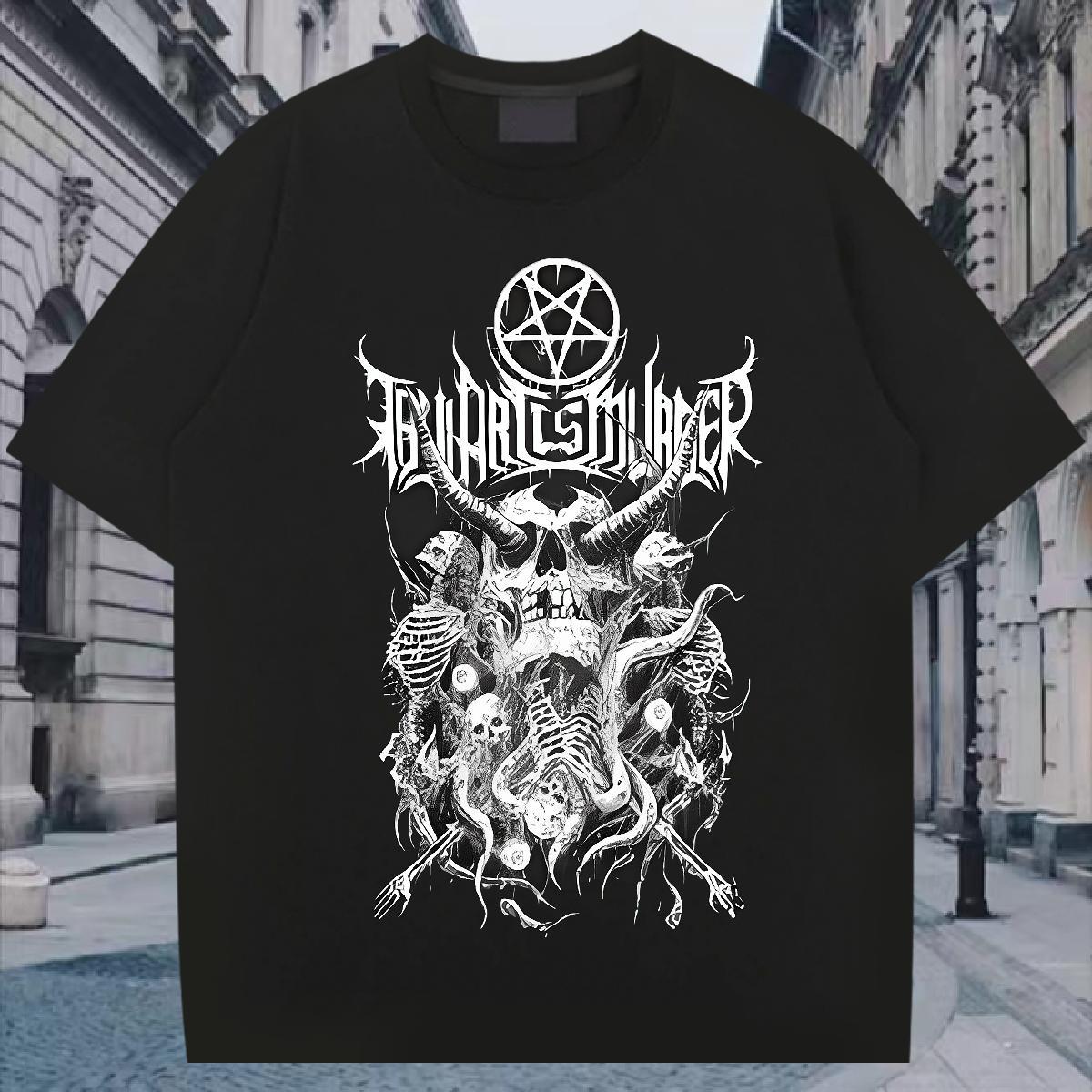 Custom T-Shirts skull Tees Shirts 100% Cotton 230g Sports Casual Popular Skull Breathable Crew Neck Couples T Shirts