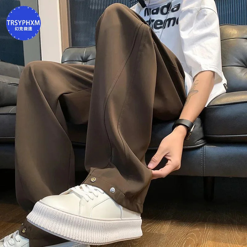 TRSYPHXM 731 American black straight leg pants for men casual retro washed teenagers long 240806