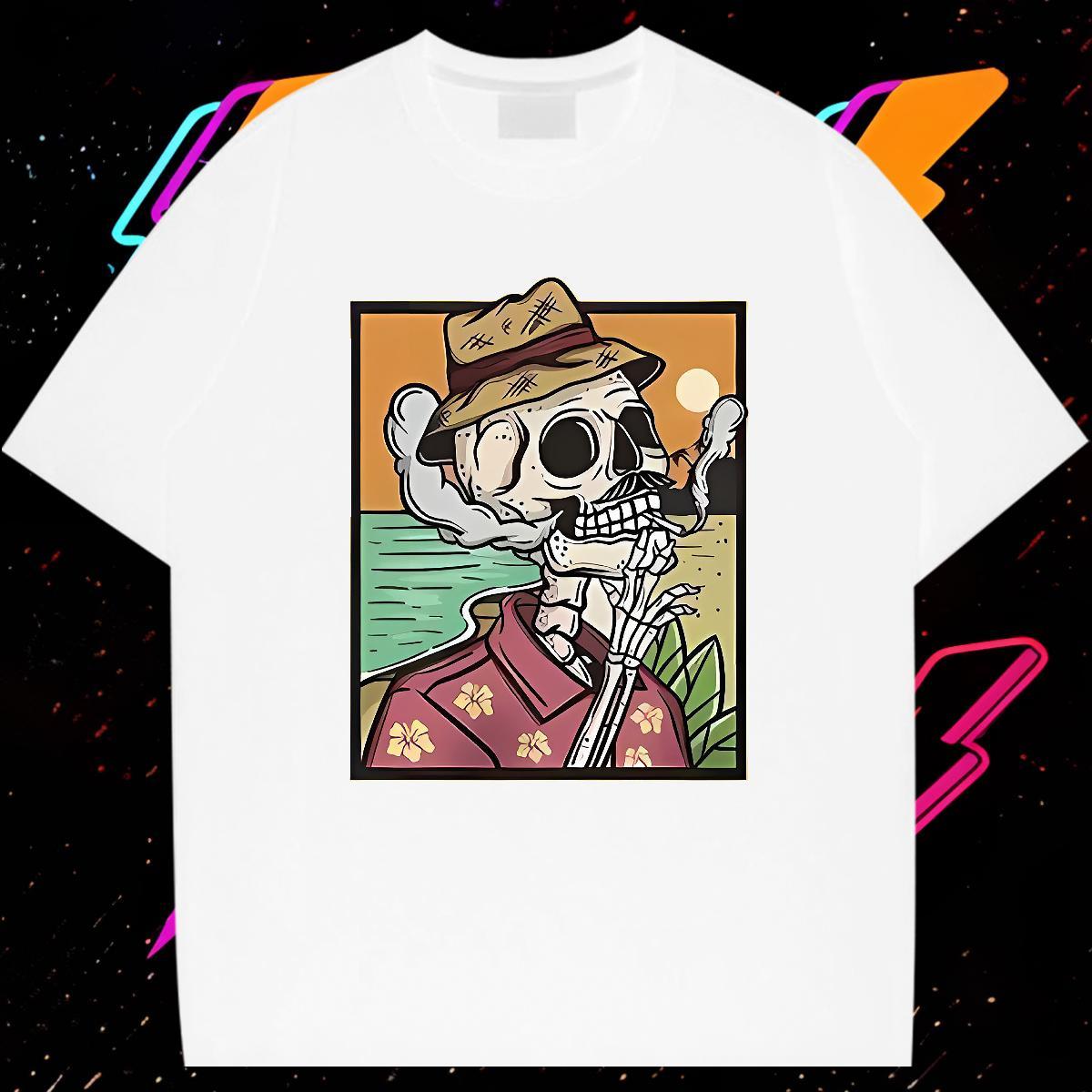 Customized T-Shirts skull Tops Tees 230g Pure Cotton Casual Daily Wear Wholesale DIY Logo Oversized Breathable Short Sleeve Men Tees