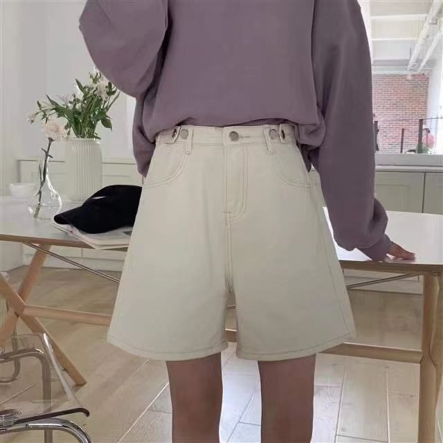 Thin pants for women in summer, cropped shorts, loose and slimming straight wide leg pants, high waisted jeans, Instagram trendy