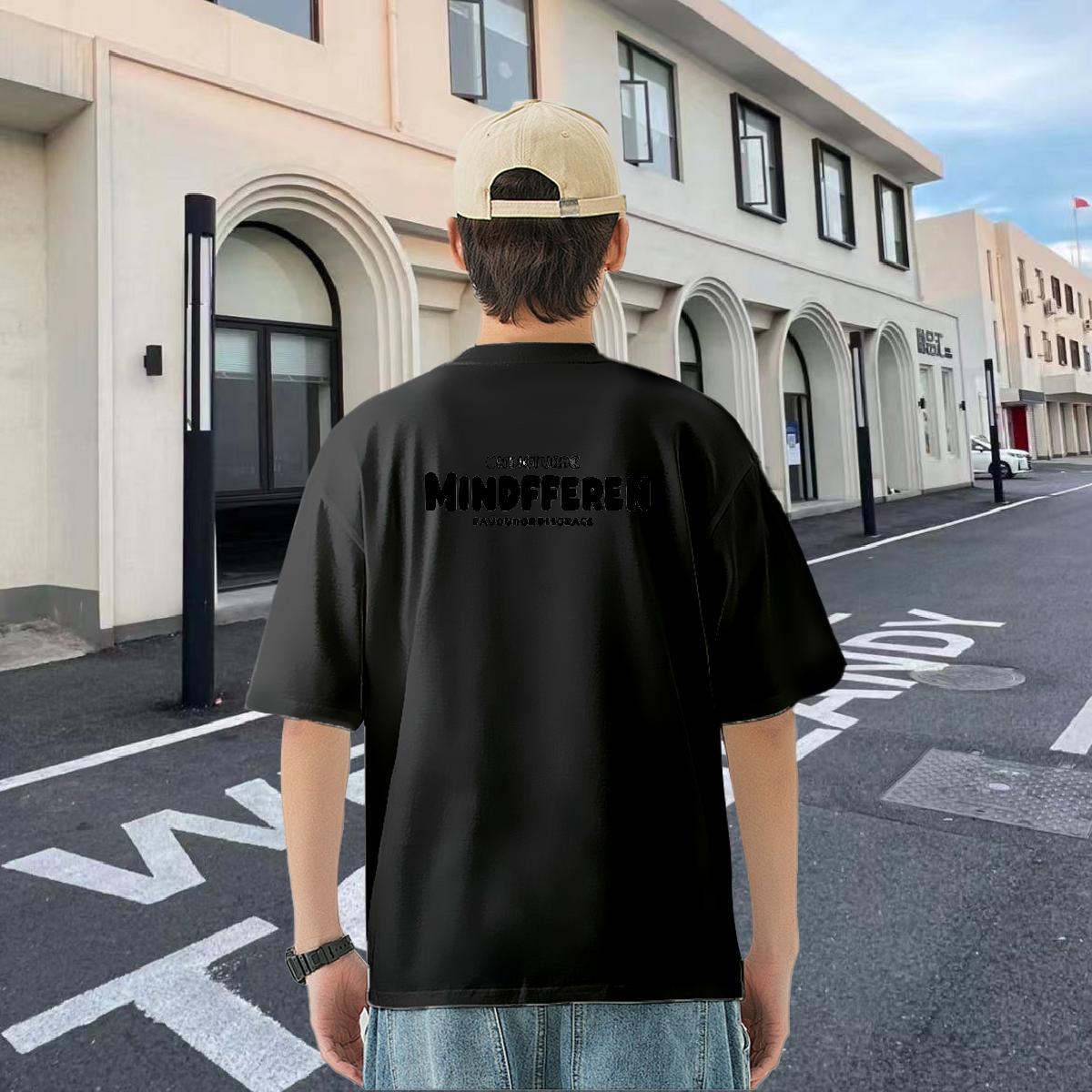 2024 T-Shirts for Men letter Clothes 230g Cotton Home Outdoor Popular DIY Anime Short Sleeve O-Neck Tshirt for Man Woman