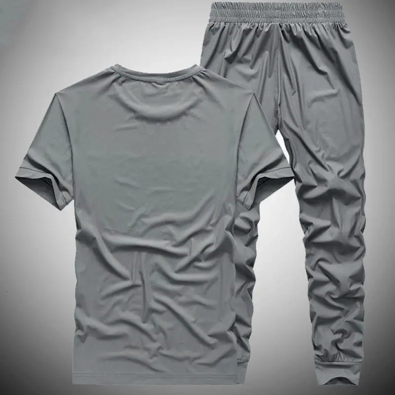 Sweatpants Smooth T-shirts Pants Suits For Men Nylon Workout Set Alphabet Tee Man Trousers Sets Fashion Offer Youthful Emo 240806
