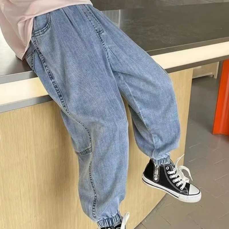 Jeans Boys Jean Pants Long Trousers Cotton 2024 Simple Spring Autumn Babys Kids Pants High Quality Childrens Clothing
