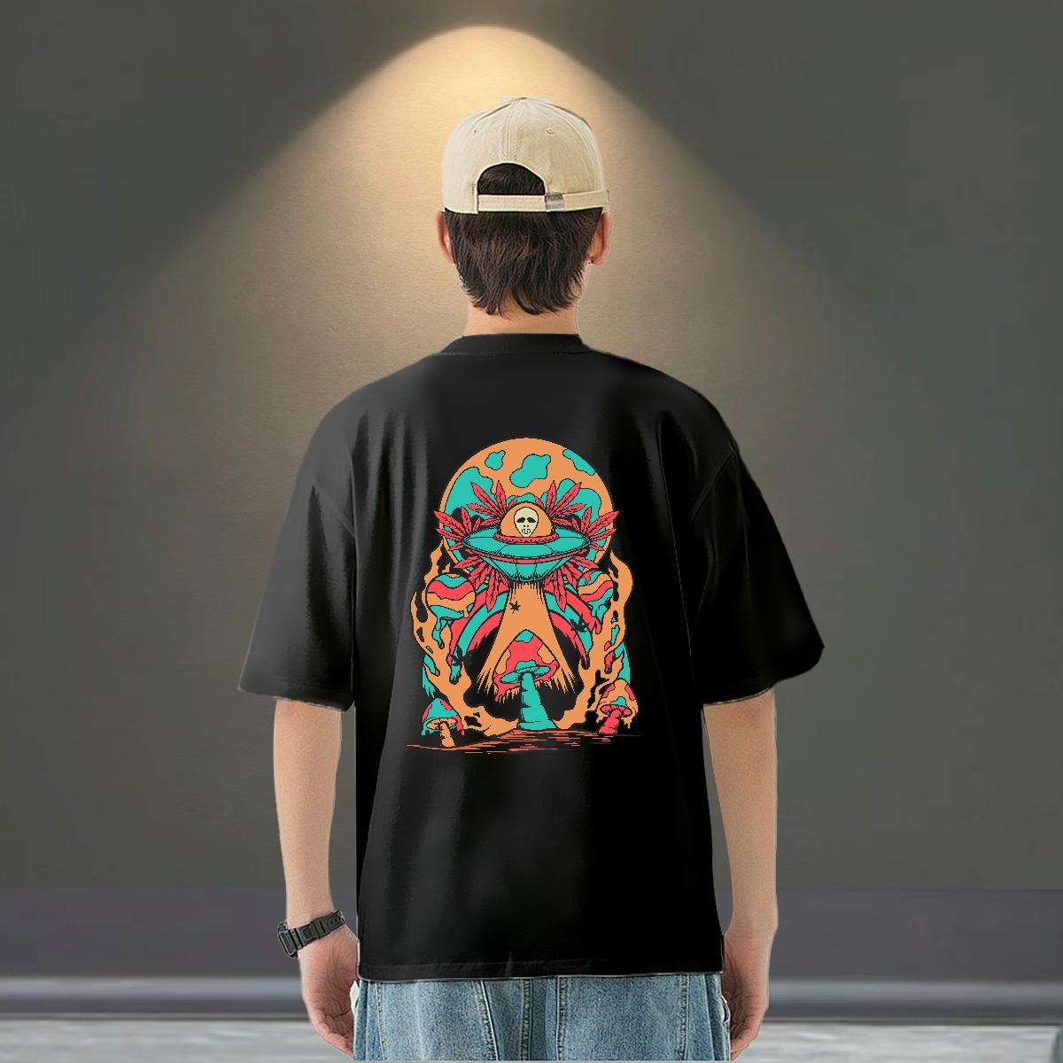 Fashion Casual T-Shirts ET Wear 230g Cotton Casual Daily Wear Loose Fit Black White Breathable Crew Neck Mens Tshirts