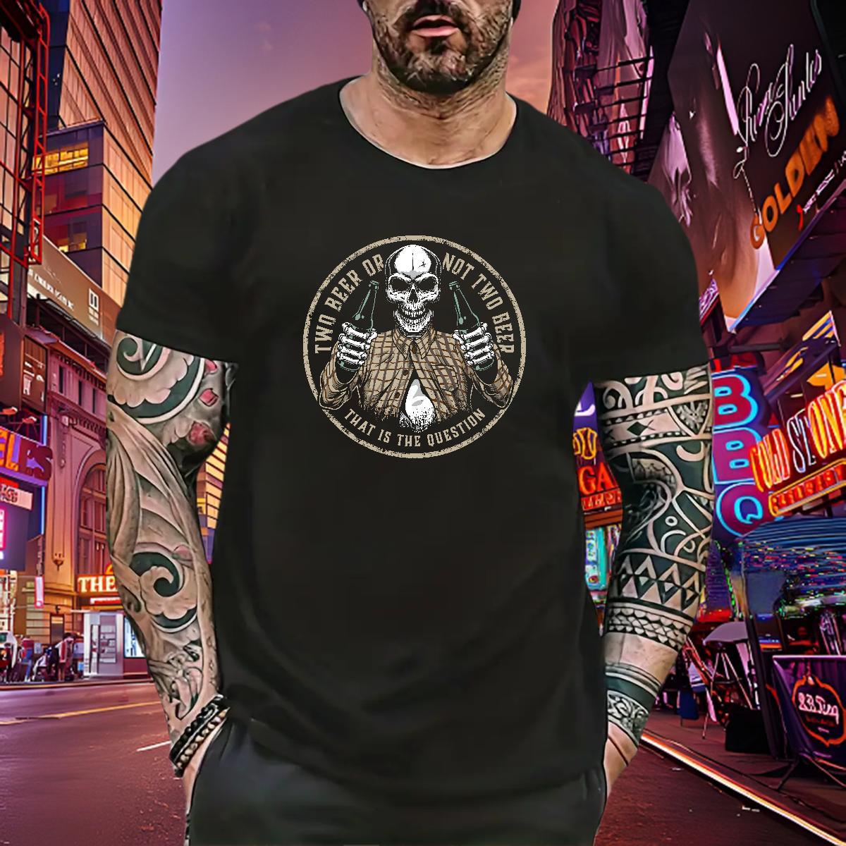 New Man T Shirts skull Tops Shirt 230g Cotton Spring Summer High Quality Floral Print Crew Neck Breathable Tshirts