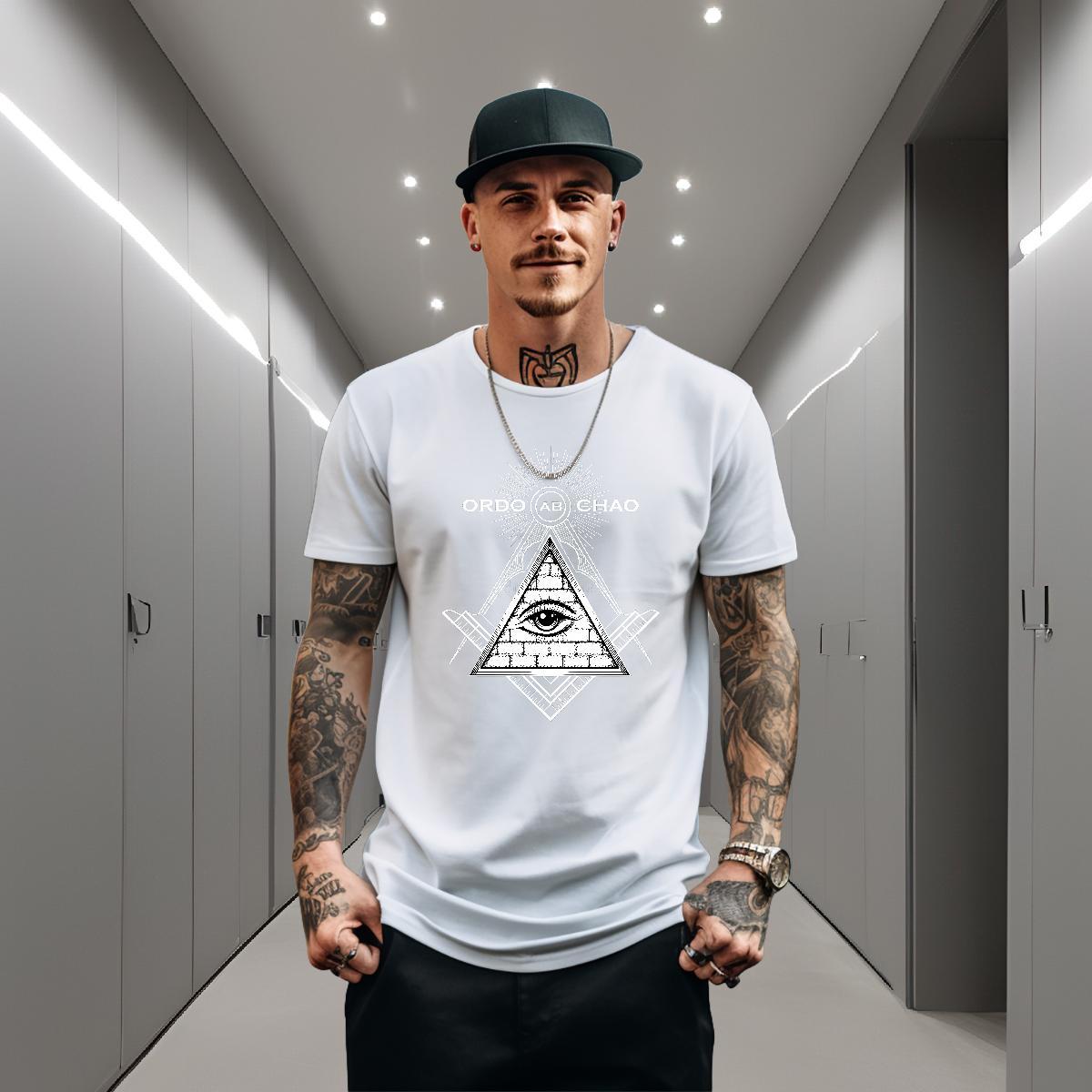 Fashion T-Shirts for Men eye of the devil Tshirts 230g Cotton Daily Outfit Wholesale Black White Crew Neck Men Tees