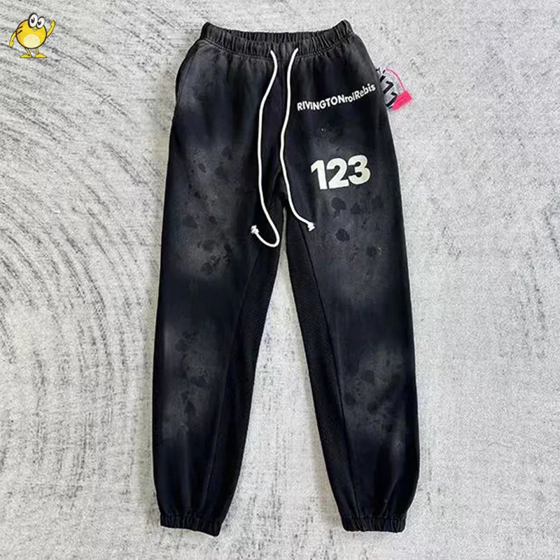 ss RRR123 Pants Men Woman 1 Top Quality Vintage Washed Do Old Graffiti Heavy Fabric Casual Loose Joggers Sweatpants 240806