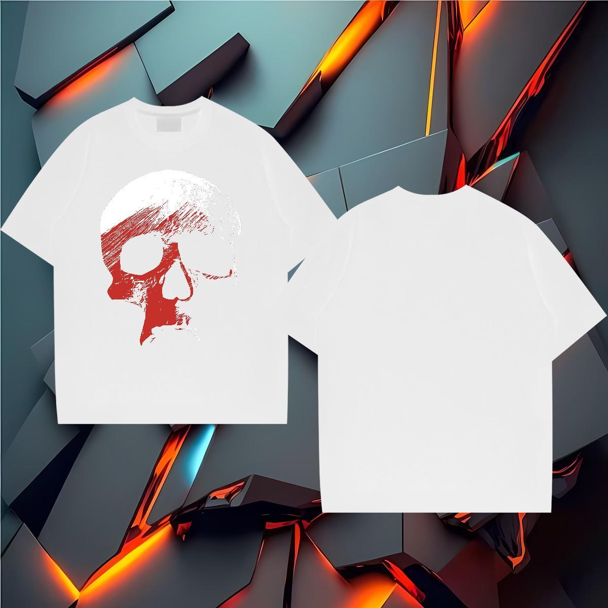 Fashion New T Shirt For Man skull Top Tees 230g Pure Cotton Casual Beach Free Shipping Customized Crew Neck Breathable Men Clothes T-Shirt