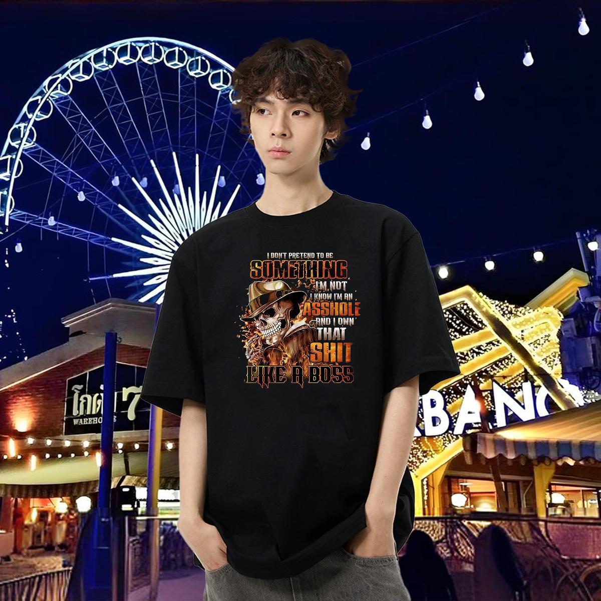 2024 DIY Mens T Shirts skull Tshirts 230g Pure Cotton Spring Summer Popular Graphic Round Neck Short Sleeve Men Clothes T-Shirt