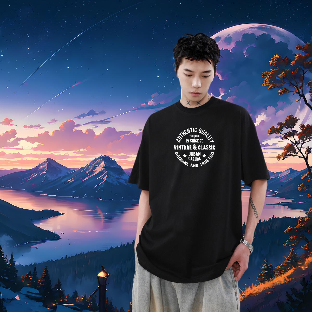 Casual New Men T Shirts letter Tshirts 230g 100% Cotton Daily Outfit Brand Anime Short Sleeve Soft Men Tees