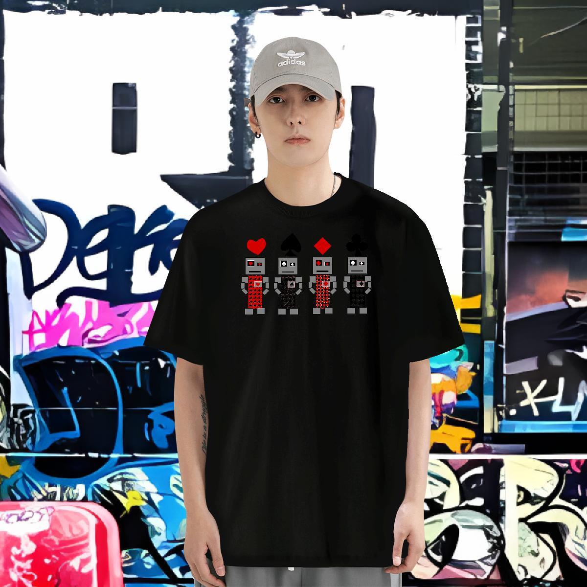 New Arrival T-Shirts robot Tees 230g 100% Cotton Casual Beach Soft Floral Print Breathable Tshirt for Man Woman
