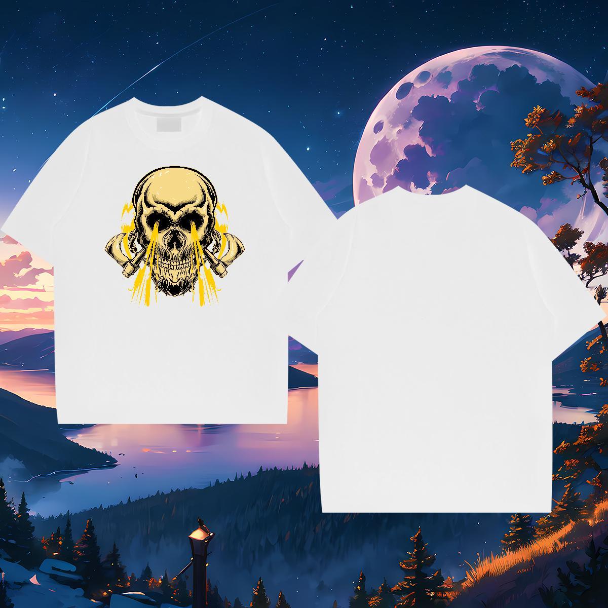 New Arrival T Shirt For Man skull Tops 230g Pure Cotton Street High Quality DIY Printed Breathable Short Sleeve Tshirts
