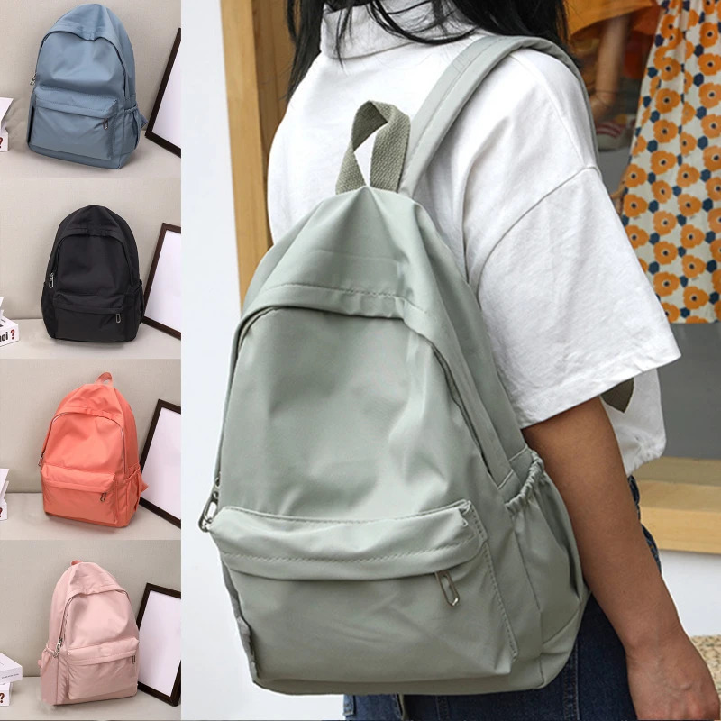 High quality waterproof nylon womens backpack travel bag for teenagers and girls solid color 240807