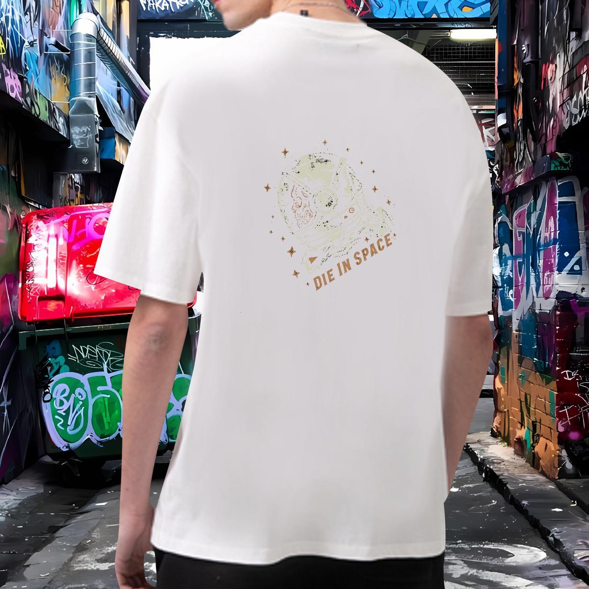Fashion Designer T Shirt For Man skull Tops 230g Cotton Street Wear Free Shipping Graphic O-Neck Short Sleeve Men Tees