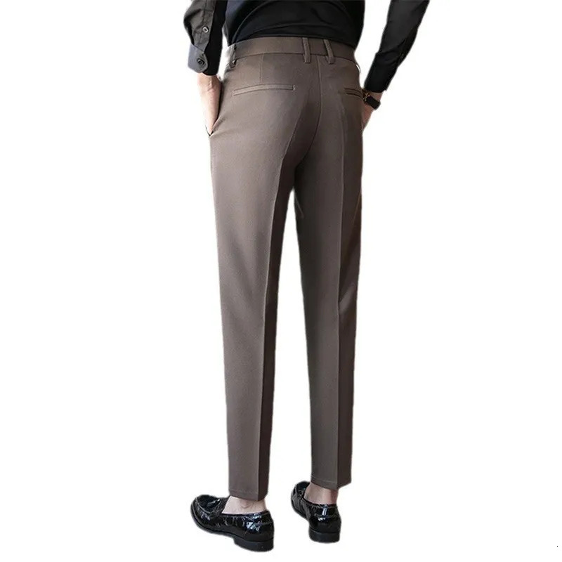 Mens Light Luxury Buttondown Draped Baggy Suit Pants Casual Solid Color Straight Premium Elegant Korean Leisure 240806