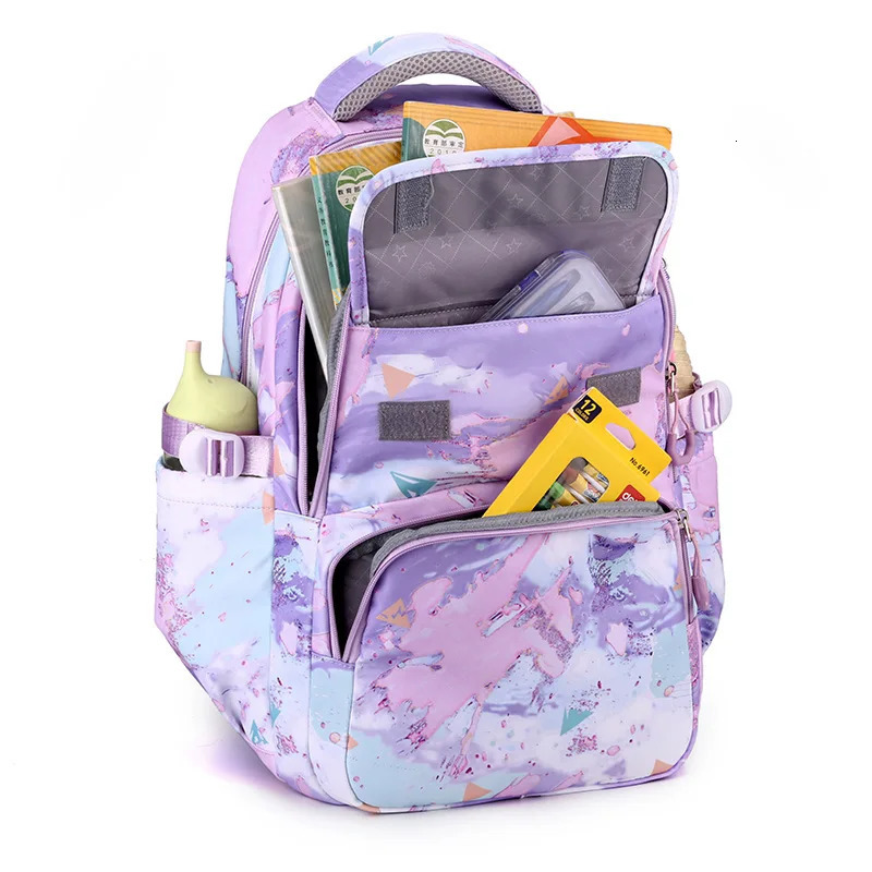3 piecesset of camouflage printed childrens backpacks girls school bags waterproof free cartoon pendant gifts 240807