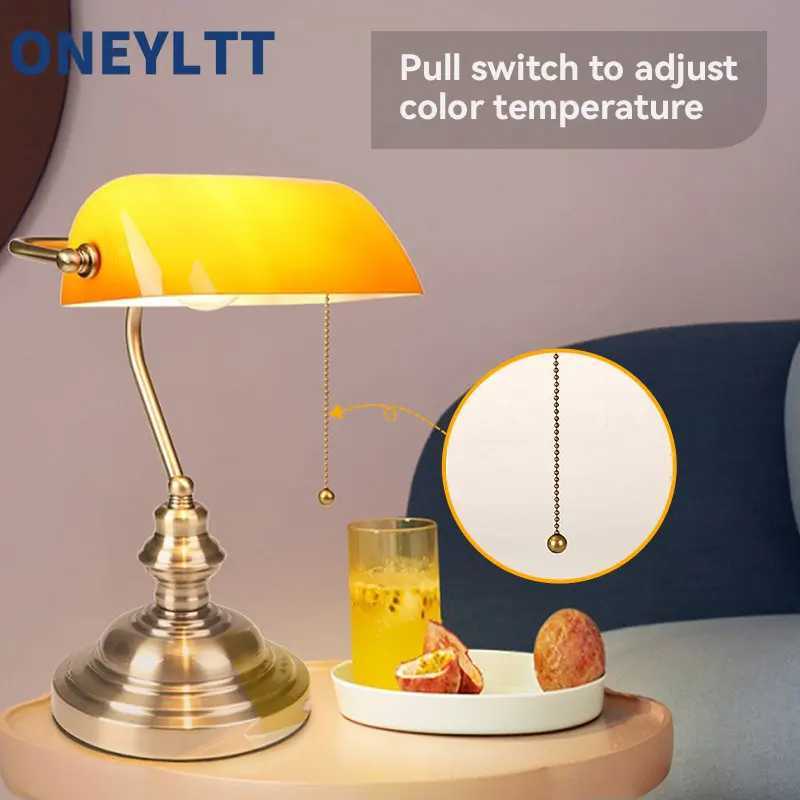 Classical vintage banker lamp table lamp E27 with switch Green glass lampshade cover desk lights for bedroom study home reading Y240806