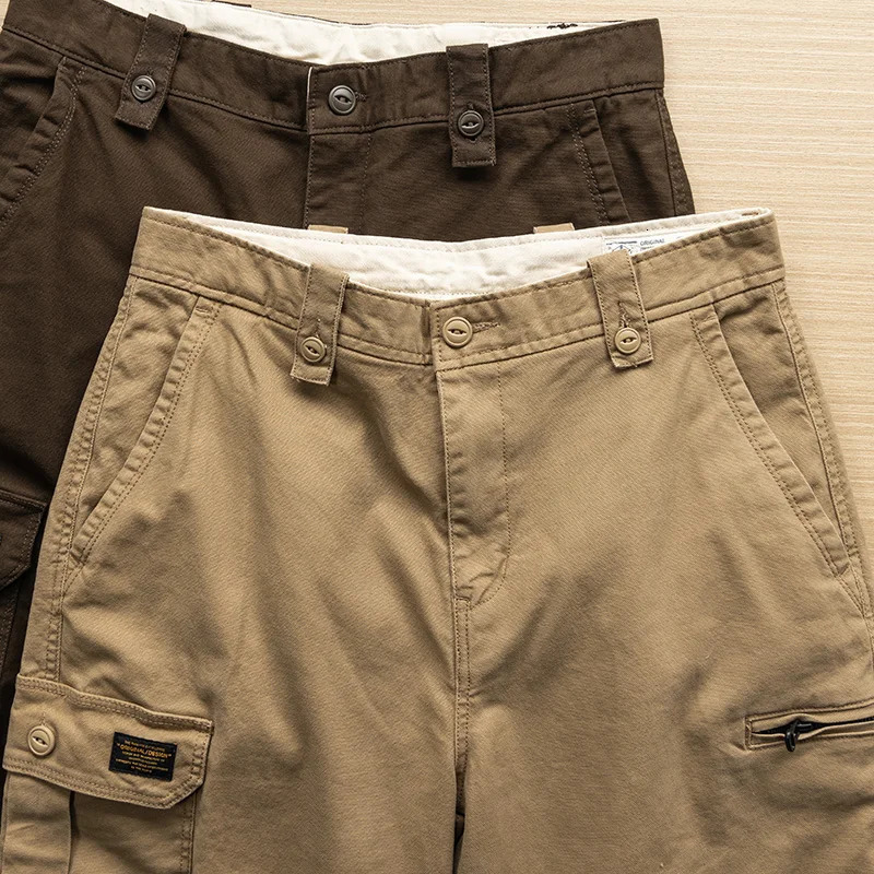Fashion Cargo Pants Men Clothing Retro Simple Casual Wear Stretched Loose Oversized Tooling Trousers MultiPockets Washed 240806