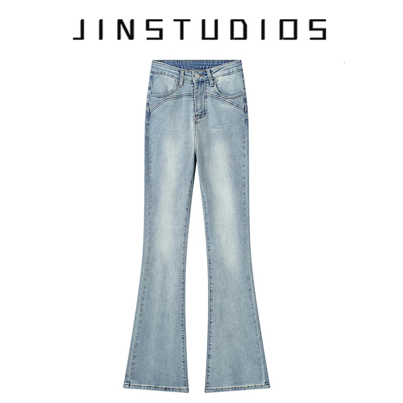 Spring Summer Womens Denim bell Bottoms 2000S Jeans High waist Zip-up Slim-Fit Hip-Lifting Pants Y2K Vintage Long Trousers 240807