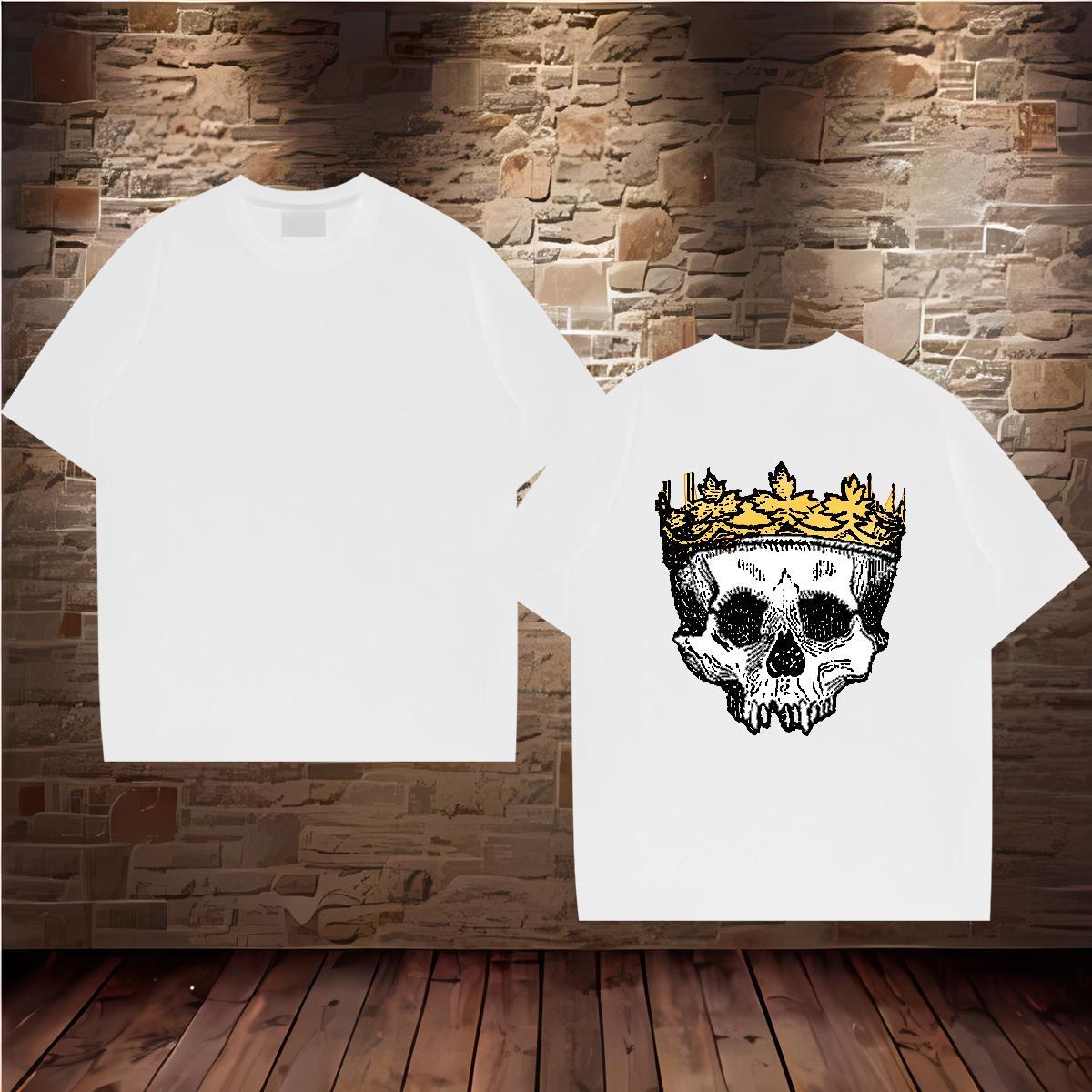 2024 Designer Man T Shirts skull Tshirts 100% Cotton 230g Outdoor Unisex Custom Print Plus Size Breathable Tshirt for Man Woman