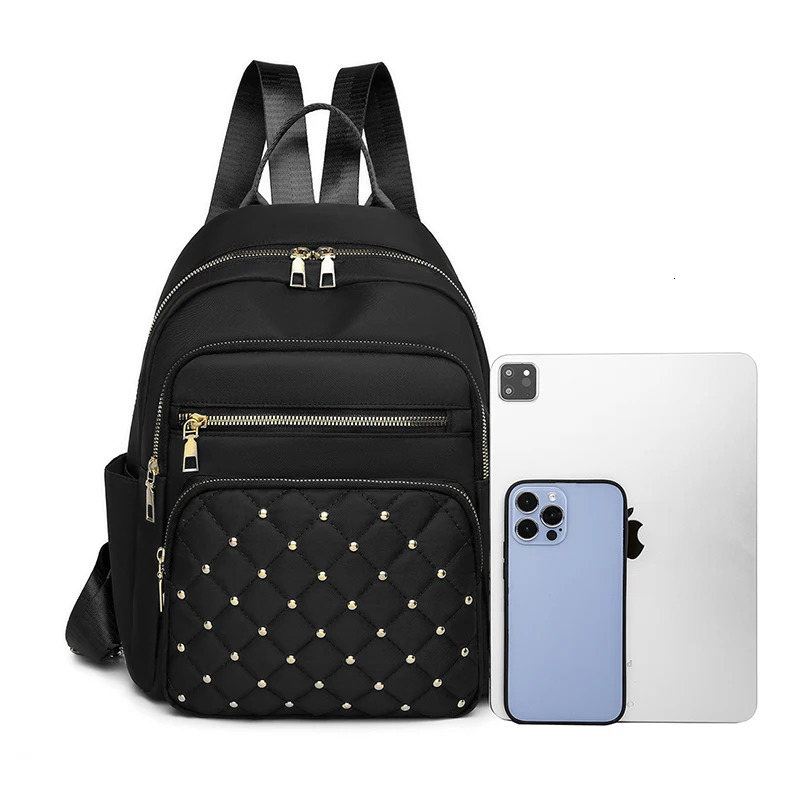 Womens Fashion Backpack Cotton Fabric Waterproof Mini Phone Bag Travel Diamond Grid Handbag 240807