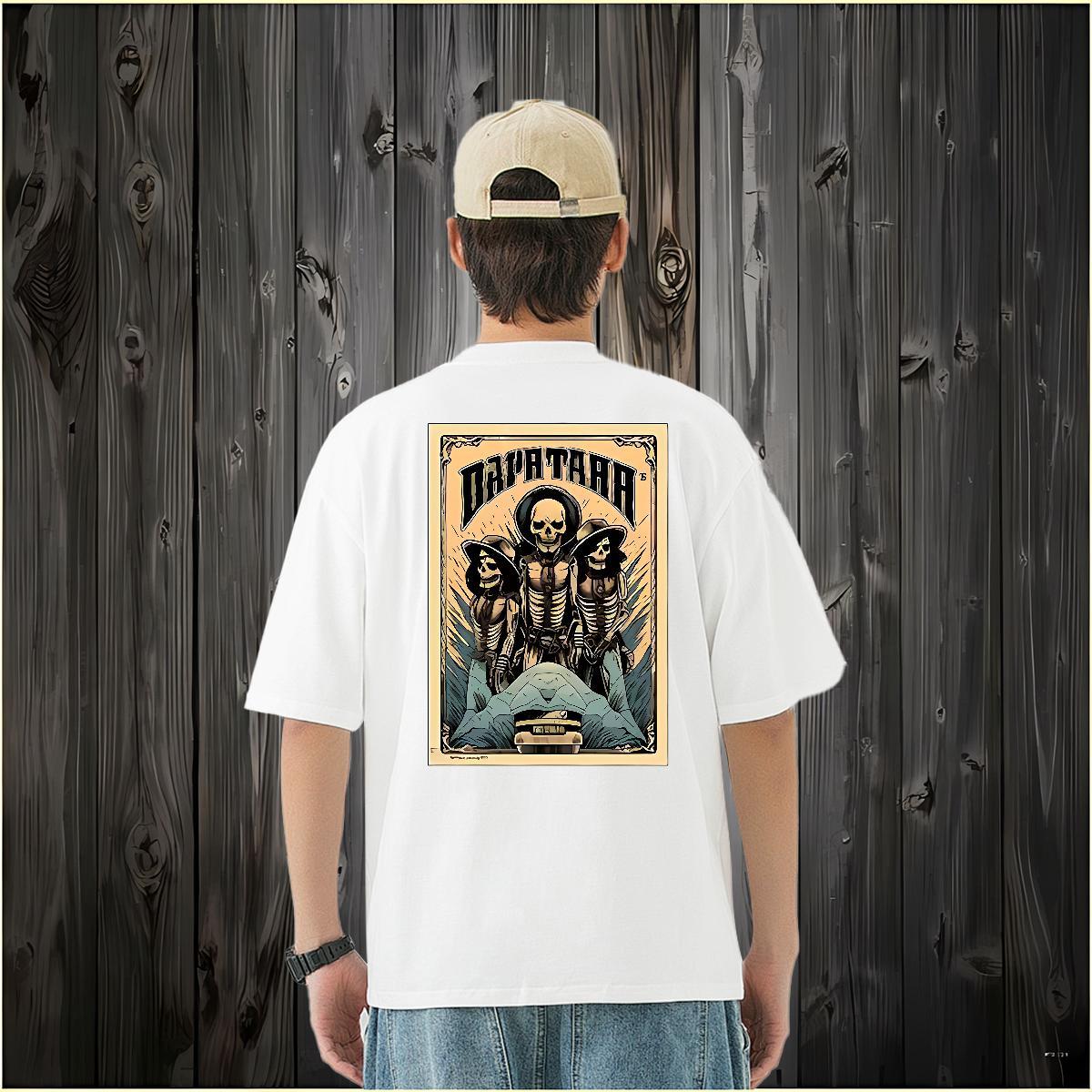 2024 DIY Mens T Shirts skull Tees 230g Cotton Spring Summer Cool Design Custom Cartoon Short Sleeve Soft Men Tops Tees
