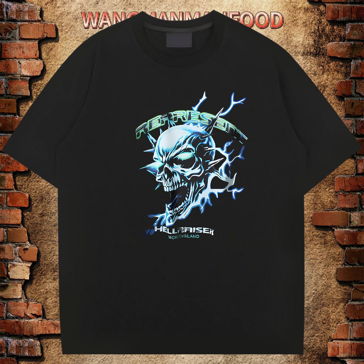2024 DIY Men T Shirts skull Polos 100% Cotton 230g Summer Casual Soft DIY Printed Breathable Crew Neck Tshirts